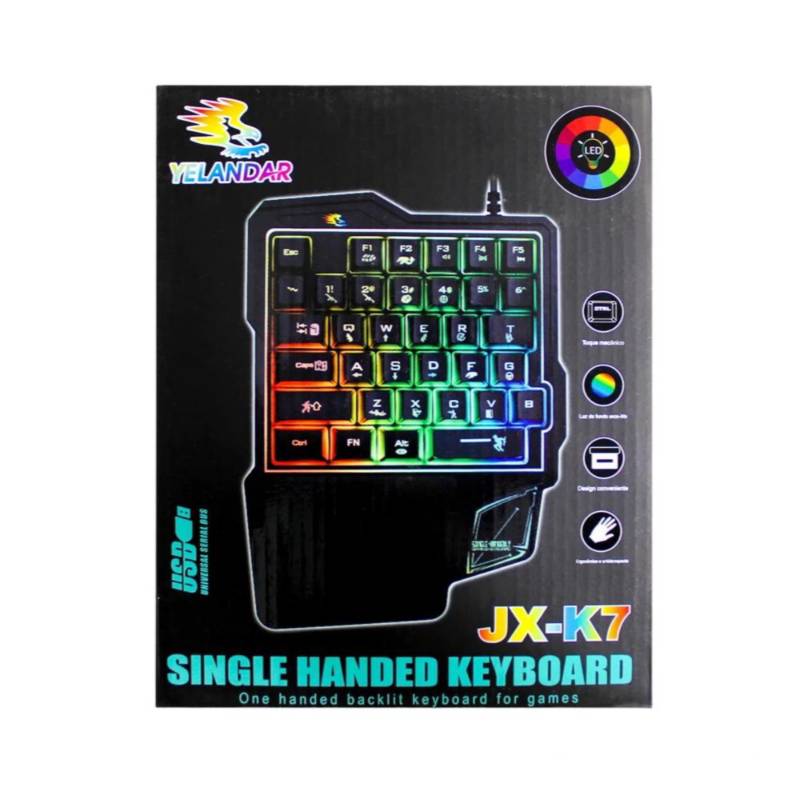Teclado Gamer de Una Mano JX-K7 ⌨️ 35 Teclas | RGB + Reposamuñecas