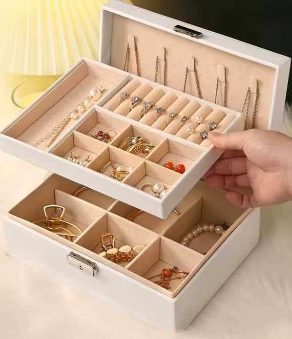 Caja Joyero Organizadora 💎 – Doble Capa Elegancia & Orden