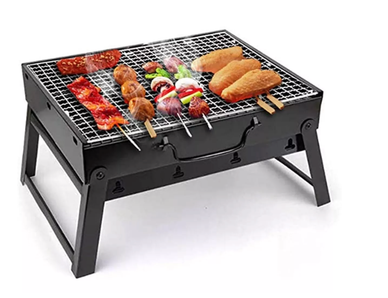 Parrilla Plegable Portátil 🔥 Acero Inoxidable | 36×29×19 cm | Carbón