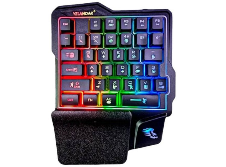 Teclado Gamer de Una Mano JX-K7 ⌨️ 35 Teclas | RGB + Reposamuñecas