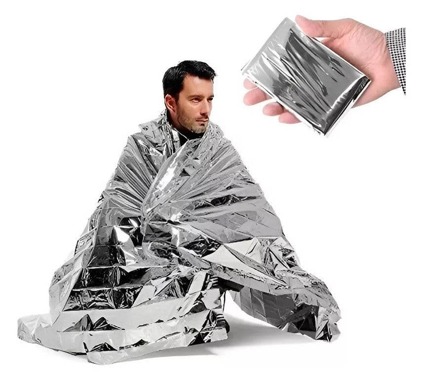 Manta Térmica de Emergencia 🥶🔥 (3 Un) | Mylar Aluminizado + Ultra Compacta