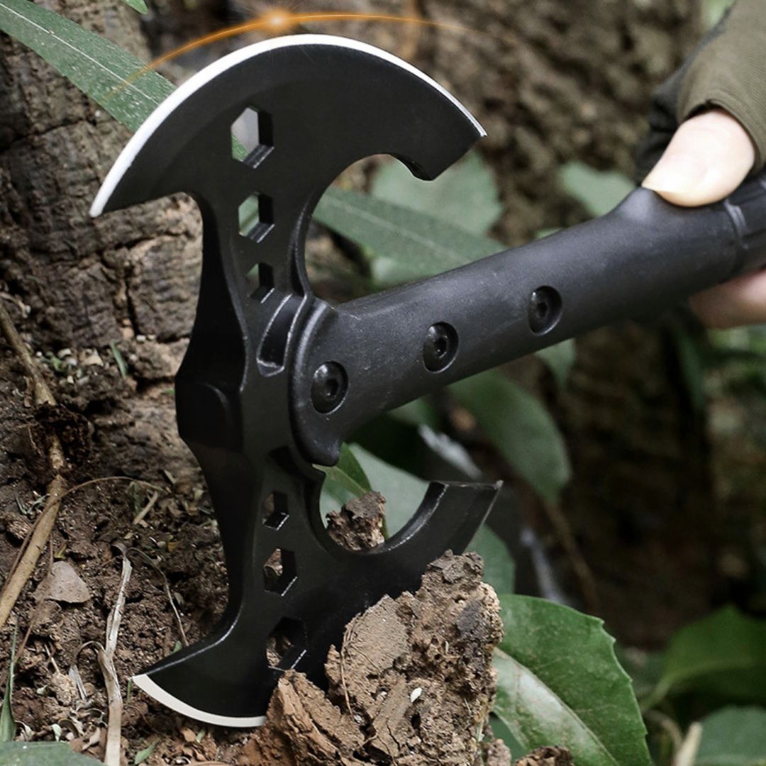 Hacha Doble Filo 🪓 Táctica | Acero Inoxidable + Mango Antideslizante (42 cm)