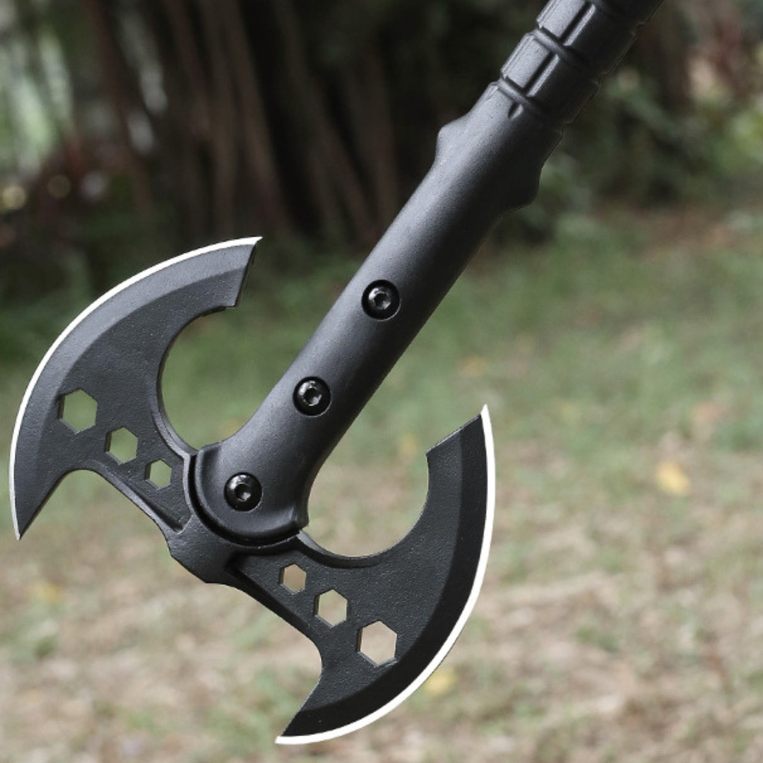 Hacha Doble Filo 🪓 Táctica | Acero Inoxidable + Mango Antideslizante (42 cm)