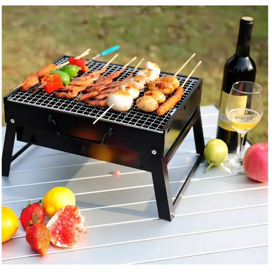 Parrilla Plegable Portátil 🔥 Acero Inoxidable | 36×29×19 cm | Carbón