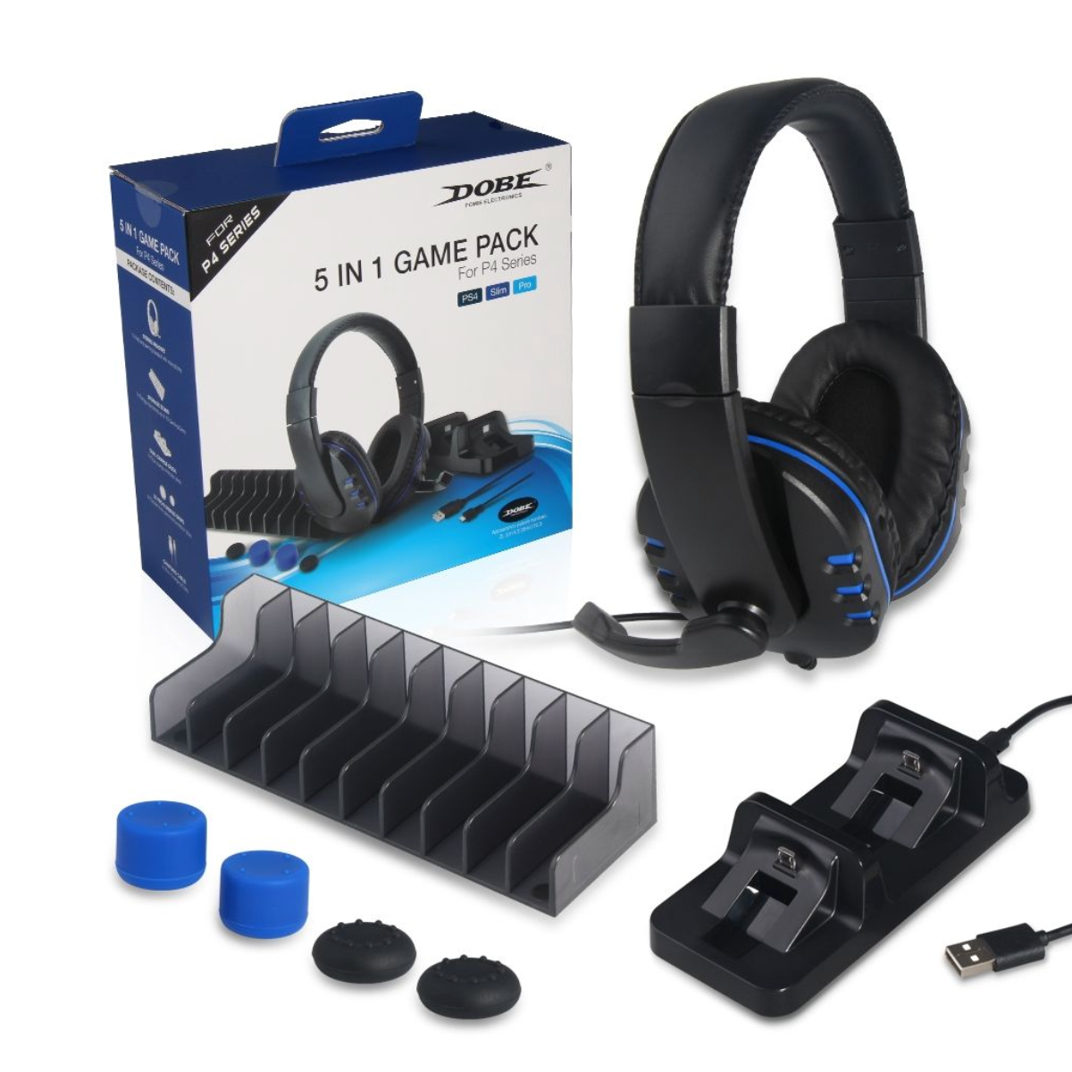 Auriculares Gamer Dobe 5-en-1 🎧 RGB | Mic Cancelación + 3.5 mm | PS4/PS5/Xbox/PC