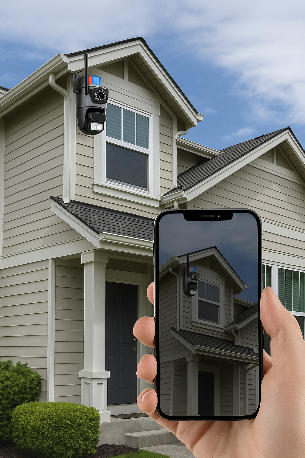 Cámara de Vigilancia Exterior Doble Lente 🔐 – Seguridad Inteligente 360°