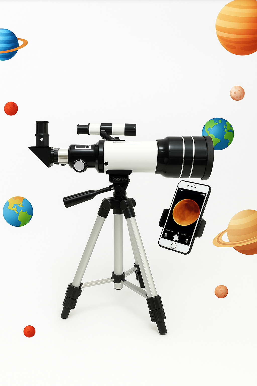 Telescopio Astronómico Portátil para Niños 🌙🔭 — 70 mm, 20x–200x + Trípode + Adaptador Smartphone