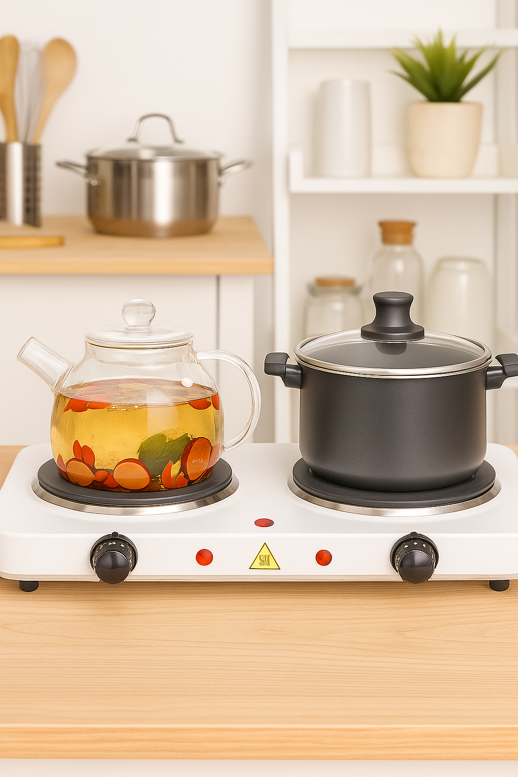 Cocina Eléctrica 🔥 Doble Placa 2000W | Termostato + Protección de Sobrecalentamiento