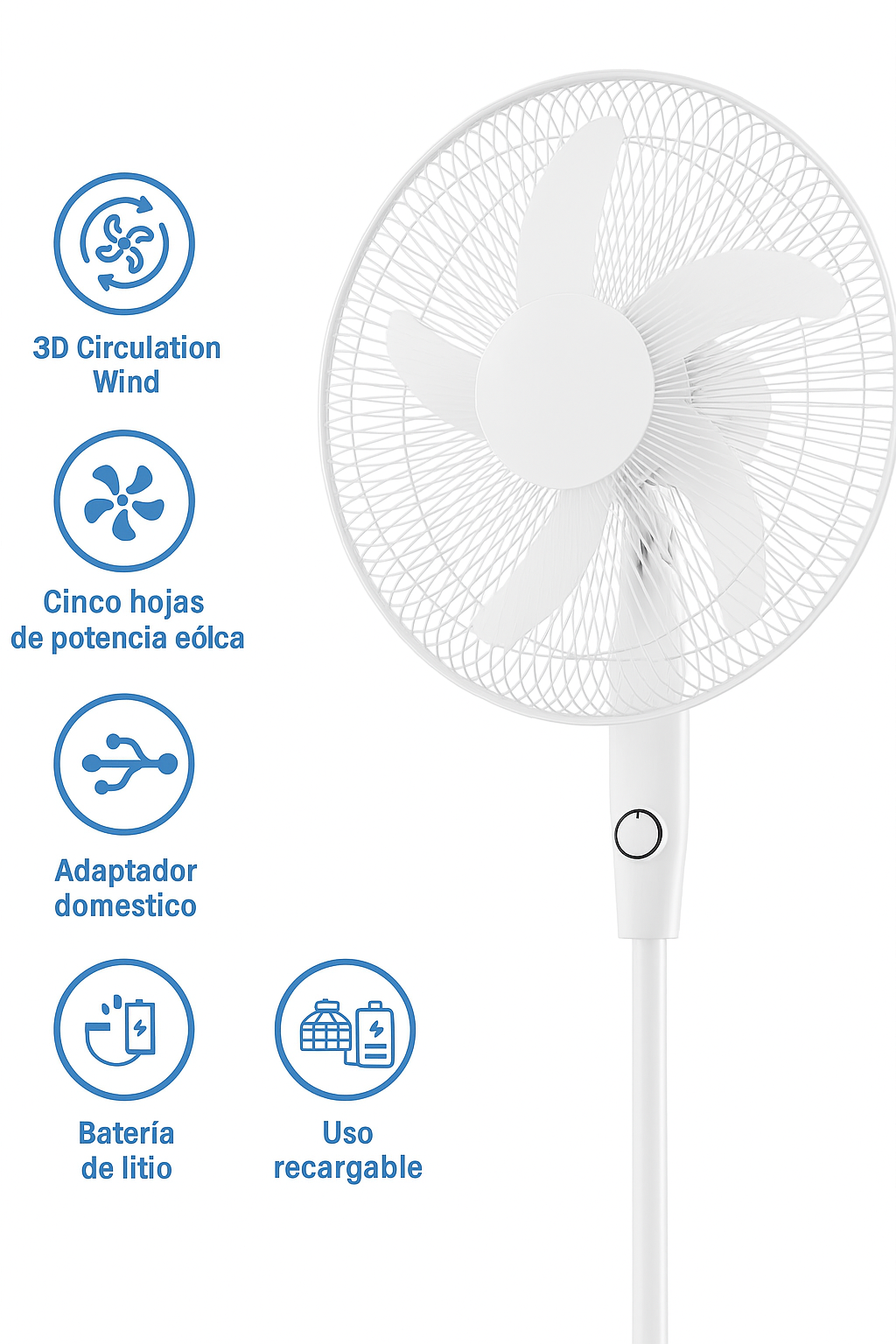 Ventilador Solar Portátil 🌞🔋 3 Velocidades | Hasta 6 h + Carga USB