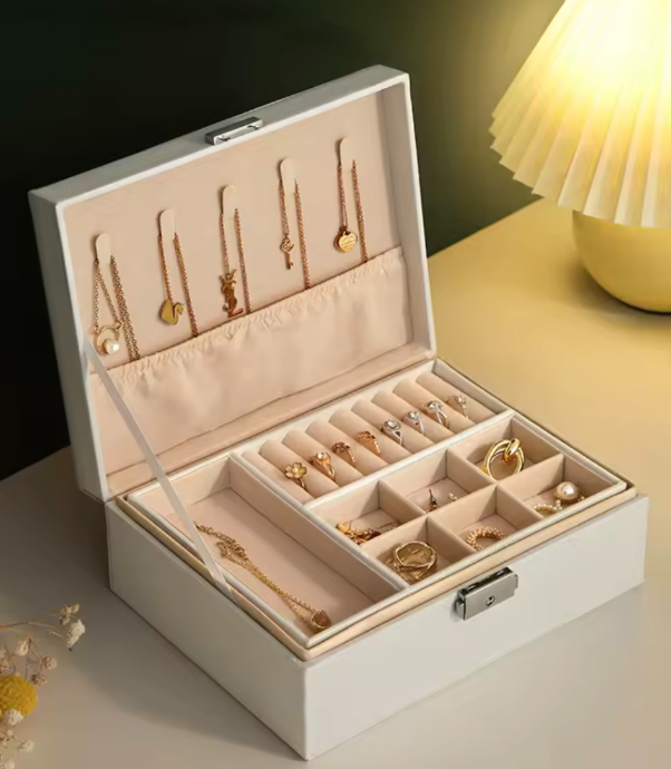 Caja Joyero Organizadora 💎 – Doble Capa Elegancia & Orden
