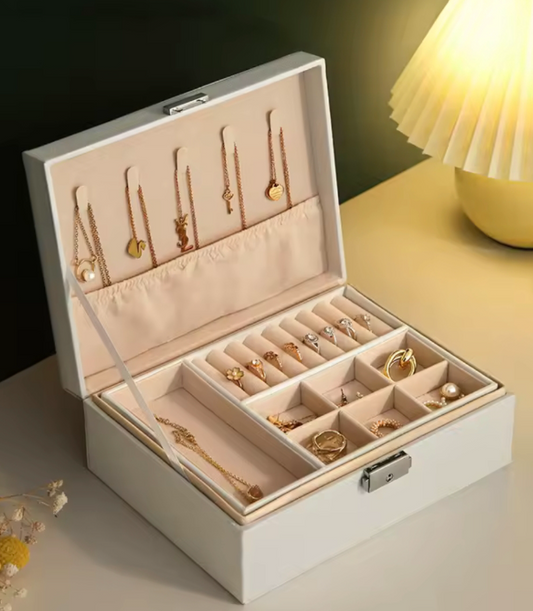 Caja Joyero Organizadora 💎 – Doble Capa Elegancia & Orden