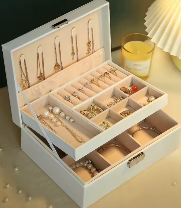 Caja Joyero Organizadora 💎 – Doble Capa Elegancia & Orden